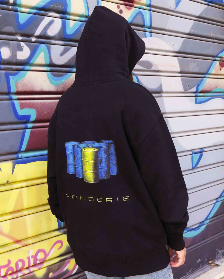 Hoodie Relaxed Fit Unisex “ Manhole and yellow paint"