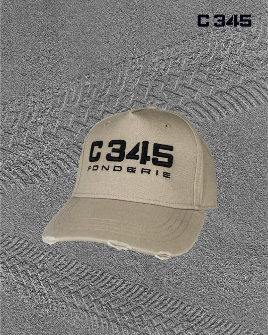 Cappello con visiera e ricamo Fonderie C345 in colore Beige