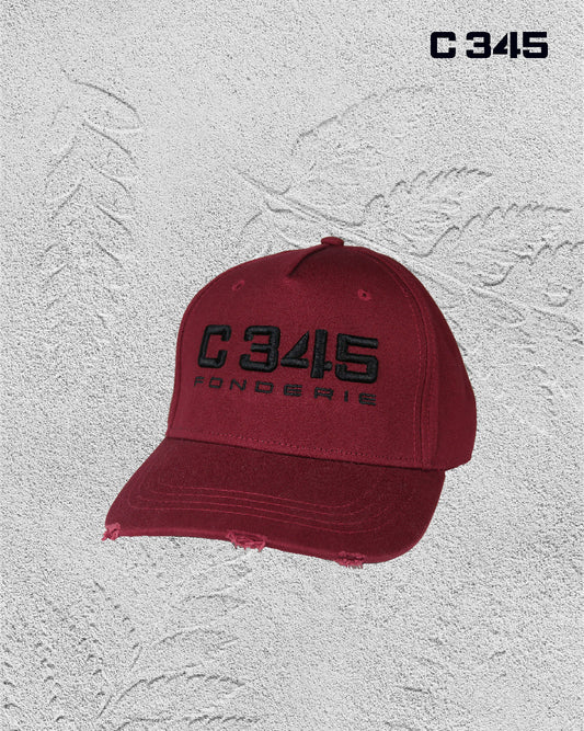 Cappello con visiera e ricamo Fonderie C345 colore Rosso Bordeaux