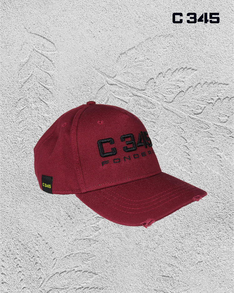 Cappello con visiera e ricamo Fonderie C345 colore Rosso Bordeaux