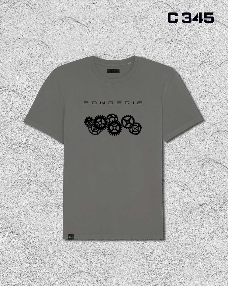 T-shirt unisex Vintage Ingranaggi neri floccati