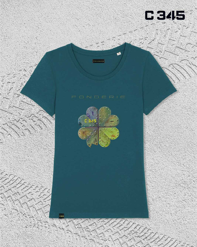 T-shirt donna Quadrifoglio meccanico Verde Blu